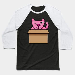 Pink cat inside a brown box Baseball T-Shirt